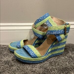 Stuart Weitzman Blue and Green Wedges